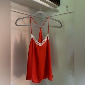 Pink tank with white lace size small